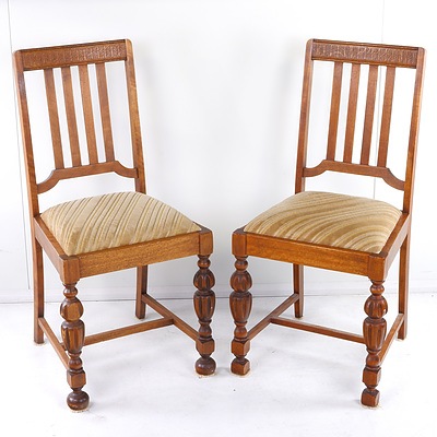 Pair of Vintage Hardwood Dining Chairs Circa 1940s