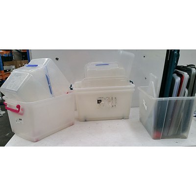 Assorted Plastic Storage Crates/Containers - Lot of 17