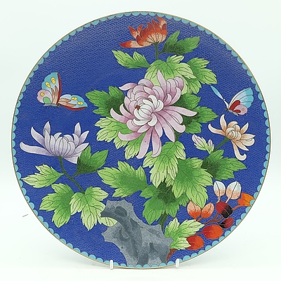 Chinese Cloisonne Dish with Peony and Butterfly