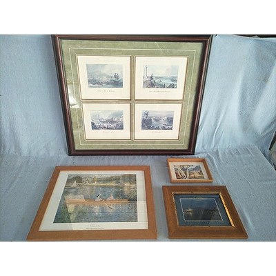 4 Framed Pictures In Timber Frames Including Albert Namatjira Print