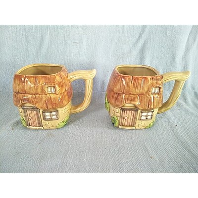 Taiwanese "Thatched Cottage" Coffee Mugs (Set Of 2)