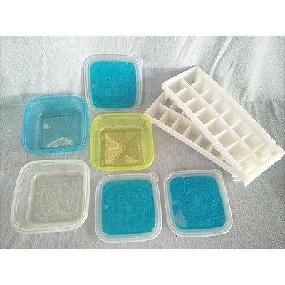 Set Of 3 Cool Gear Ez-Freeze Sandwich Containers 2 Ice Cube Trays