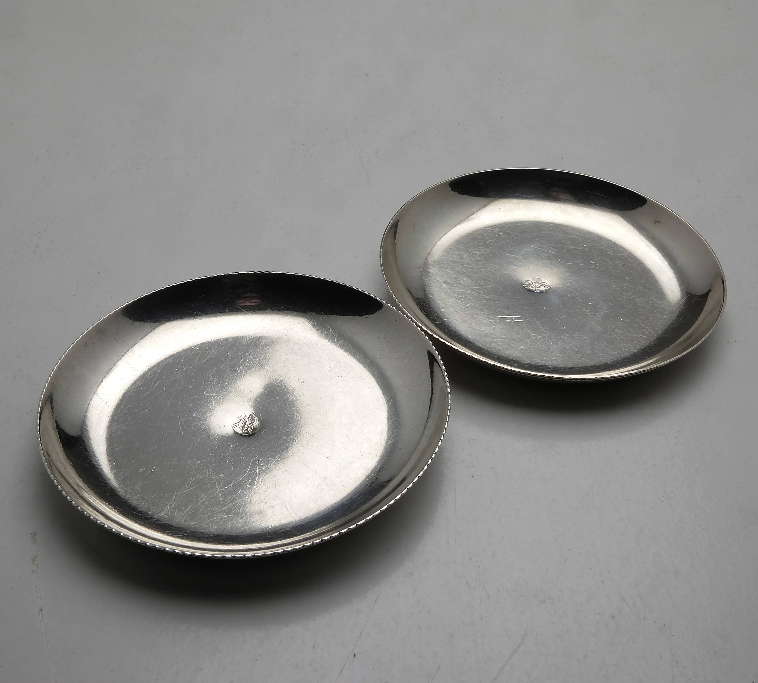 'Pair of Turkish Silver Dishes with Tughra Marks 79g'