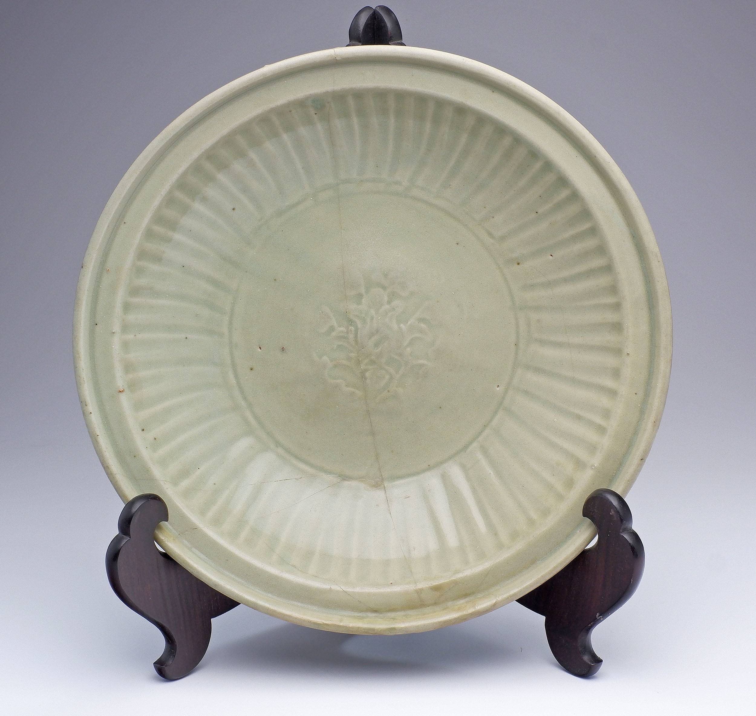 'Large Chinese Longquan Celadon Dish, Ming Dynasty'