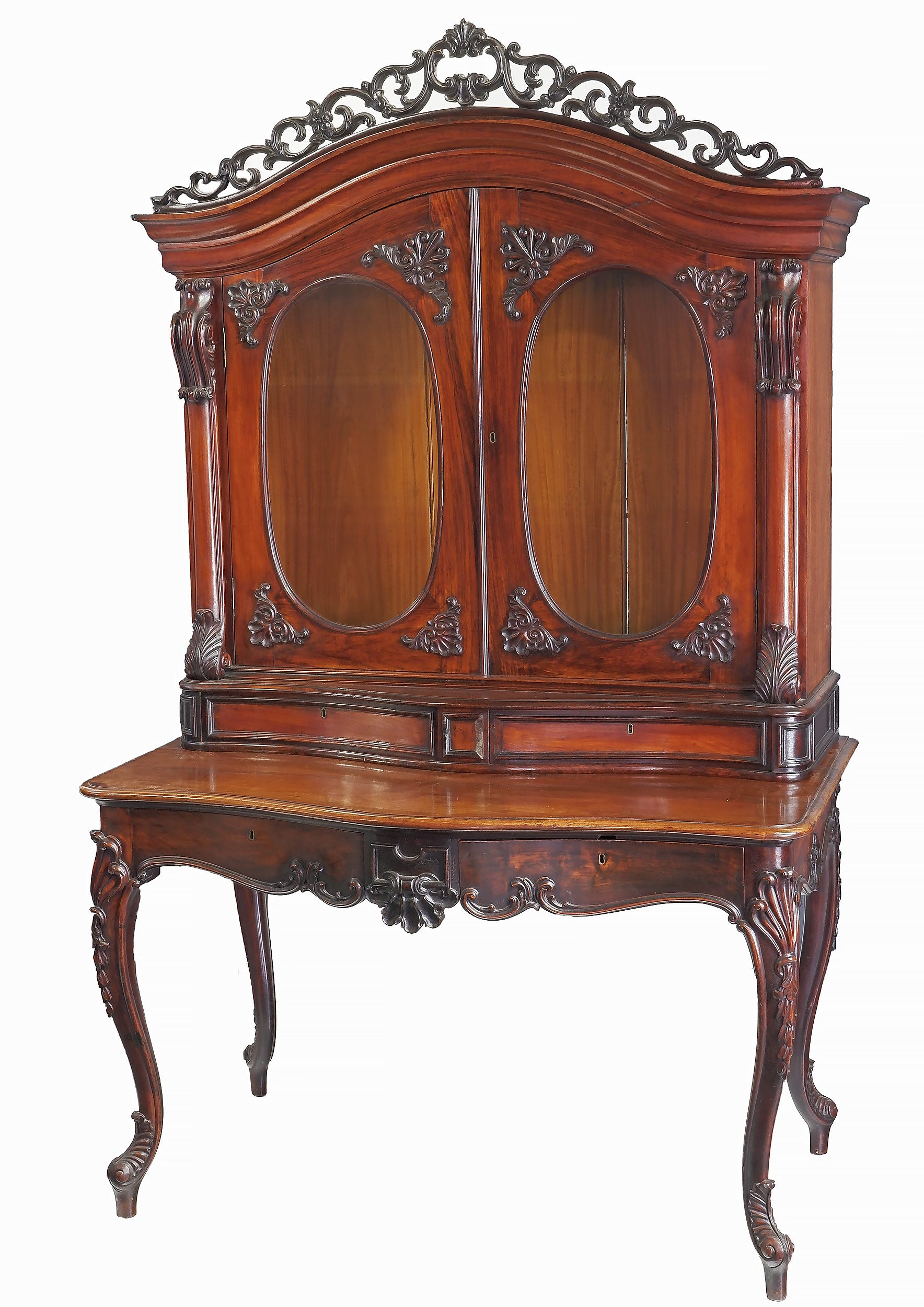 'Good Late 19th Century Italian Rosewood Cabinet with Fine Carving in the Baroque Manner'