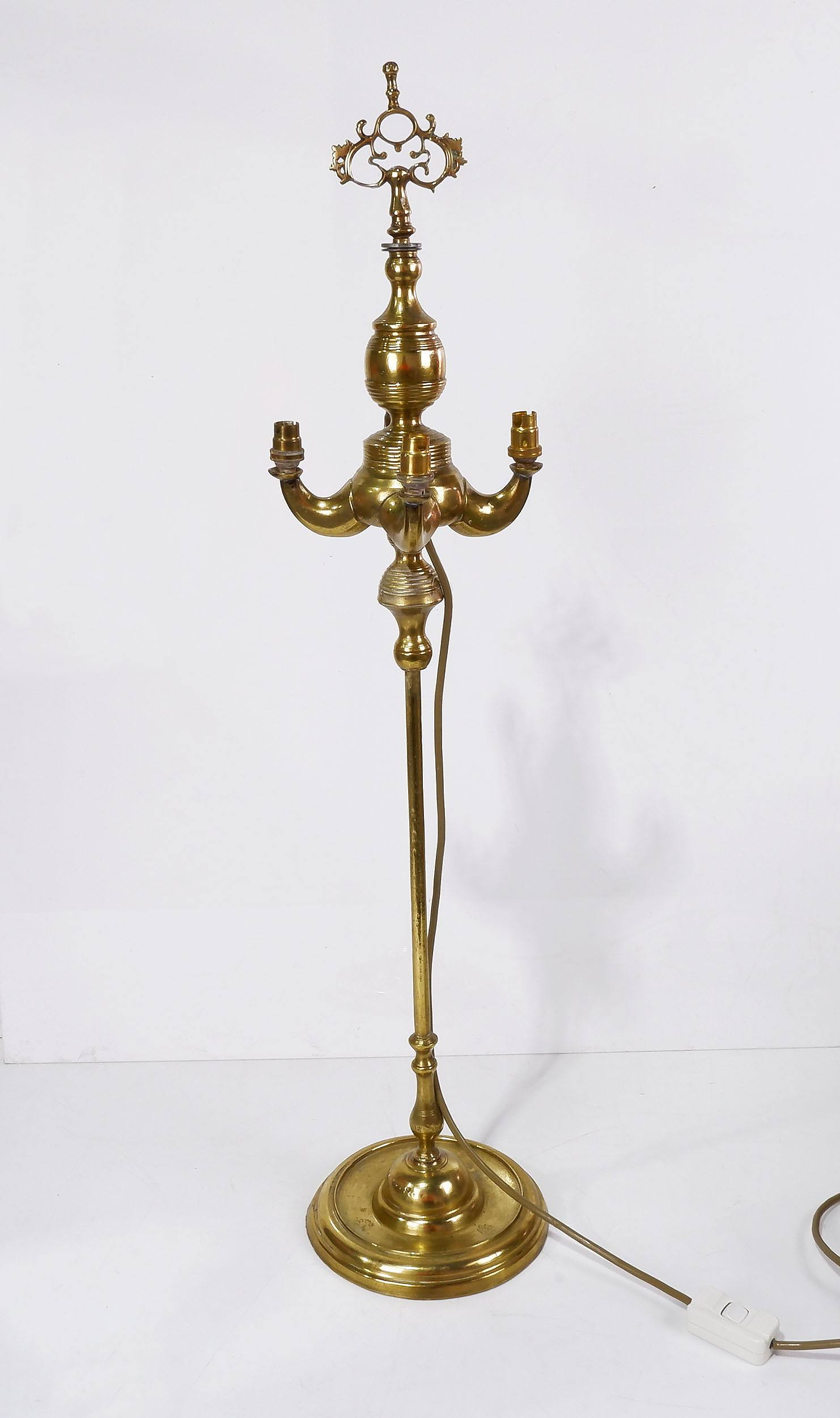 '19th Century Brass Four Light Whale Oil Lamp Converted to Electricity'