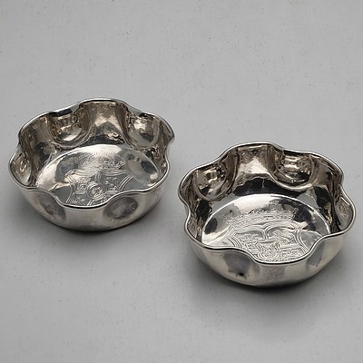 Pair of Crested Spanish Silver Bonbon Dishes, Lopez, Madrid 91g