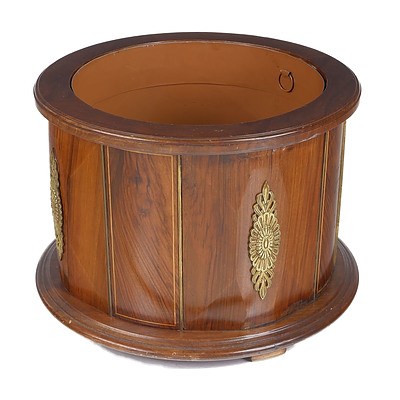 Walnut Planter or Wine Cooler with Brass Appliques