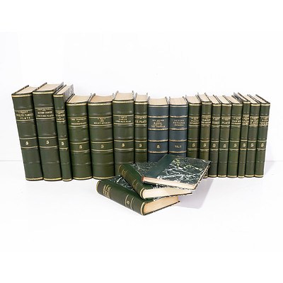 Twenty Various Gilt Tooled Leather Bound Books Including Plays by Oscar Wilde, Kaufman & Hart, Bernard Shaw and More 