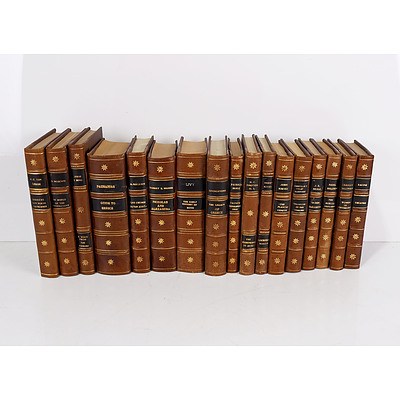 Seventeen Various Gilt Tooled Leather Bound Books Including Works by Patrick Seale, John Harvey, Nigel Balchin and More