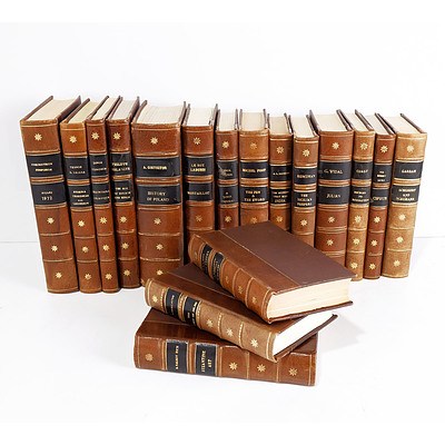 Seventeen Various Gilt Tooled Leather Bound Books Including Works by Sir Harry Luke, Alfred Guillaume, Aleksander Gieysztor and More