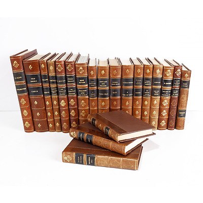 Twenty Various Gilt Tooled Leather Bound Books Including Works by Clive Bell, Haakon Chevalier, Kenneth Clark, Mario Prodan and More 