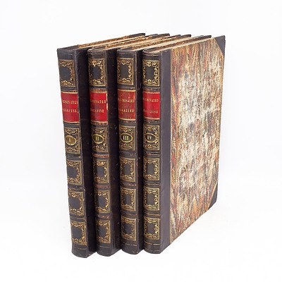 Volumes 1-4 of the Illuminated Magazine, Gilt Tooled Leather Bound Books, 1843-1845