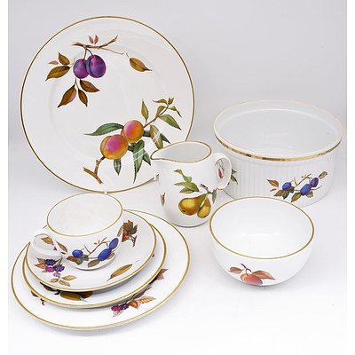 Royal Worcester Evesham Gold Porcelain Dining Set for Twelve with Serving Ware