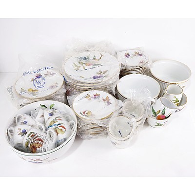 Royal Worcester Evesham Gold Porcelain Dining Set for Twelve with Serving Ware