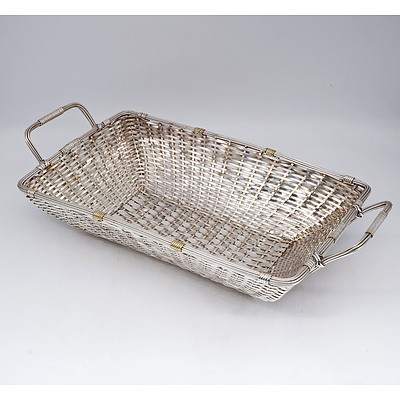 Silver Plated Woven Brass Bread Basket