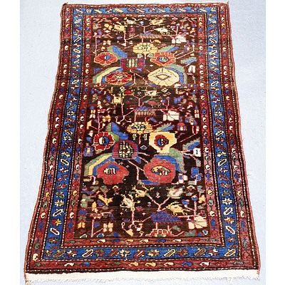 Antique Caucasian Hand Knotted Wool Pile Rug