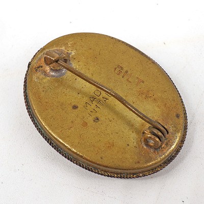 Italian Silver Gold Plated Micro Mosaic Brooch