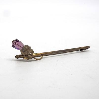 Victorian Rolled Gold Thistle From Hat Pin, with Glass