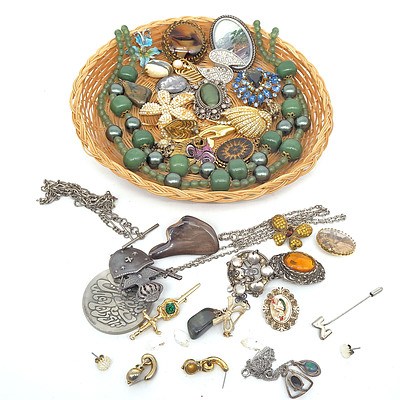 Large Group of Costume Jewellery, Including Two Opal Triplet Pendants on Silver