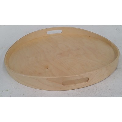 Round Wooden Serving Trays - Lot of 4