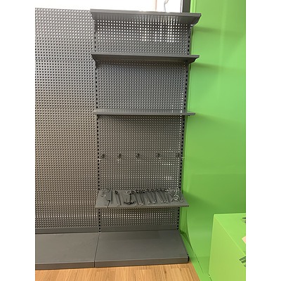 Pegboard Shelving - Grey - Lot of 10 Bays