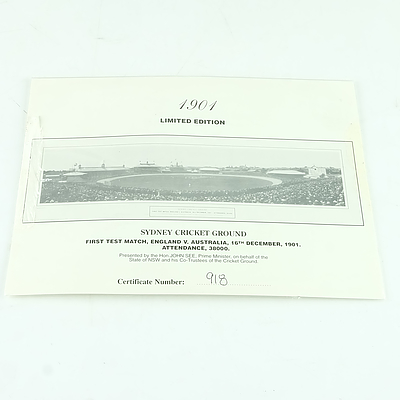 Limited Edition Sydney Cricket Ground, First Test Match England V. Australia, 16th December 1901, Attendance 38000 Framed Picture