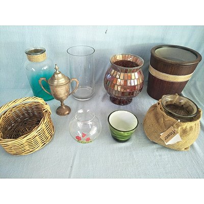 Assorted pots, vases and basket