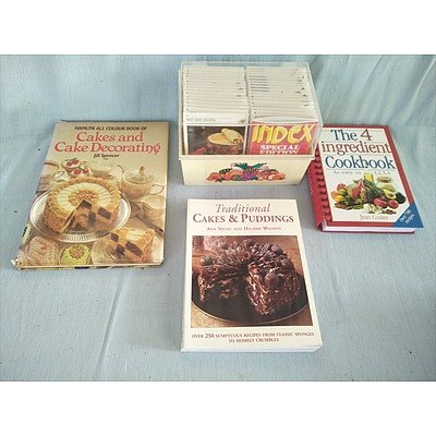 Assorted cookbooks and recipe cards