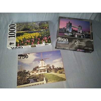 3 jigsaw puzzles (750 &1000 pieces)