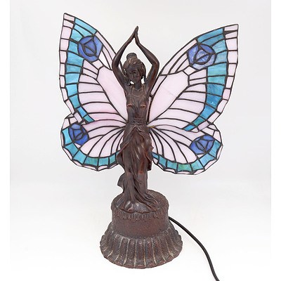 Fairy Form Table Lamp with Leadlight Glass Wings