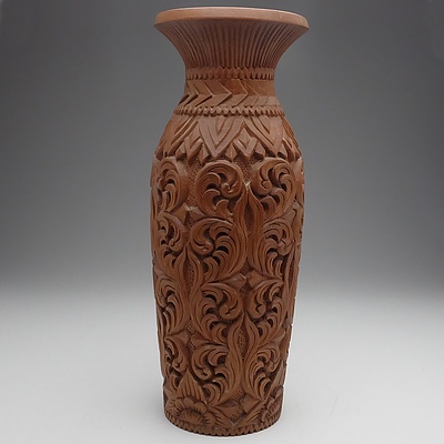 Hand Carved Hardwood Vase