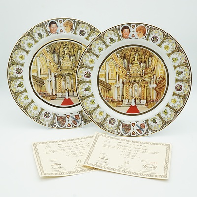 Two Limited Edition Heritage Collection Westminster Plates Commemorative the marriage of HRH Prince of Wales and Lady Diana Spencer No 986 and No 989