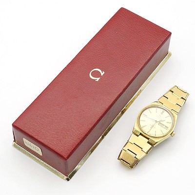 Omega Gold Plated Gents Automatic Date Time Wristwatch with Original Box