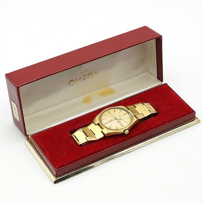 Omega Gold Plated Gents Automatic Date Time Wristwatch with Original Box