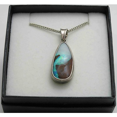 Sterling Silver Queensland Boulder Opal pendant