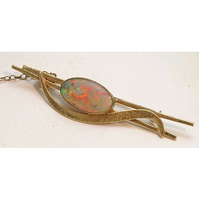 Vintage Australian Solid Opal Brooch