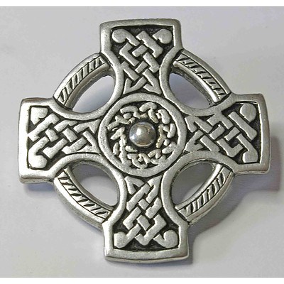 Pewter Brooch of Celtic Cross Form