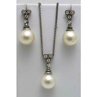 Sterling Silver Set Pendant - Earrings - Chain