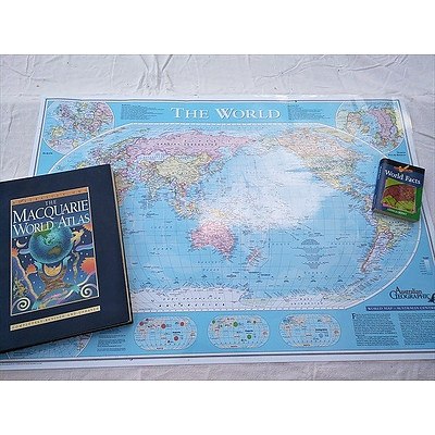 Laminated World Map, Atlas And World Facts Book
