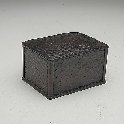 Bronze Patinated Cast Metal Jewellery Box with Martele Finish