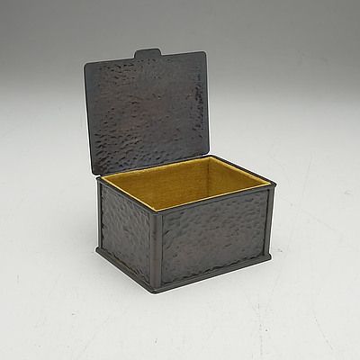 Bronze Patinated Cast Metal Jewellery Box with Martele Finish