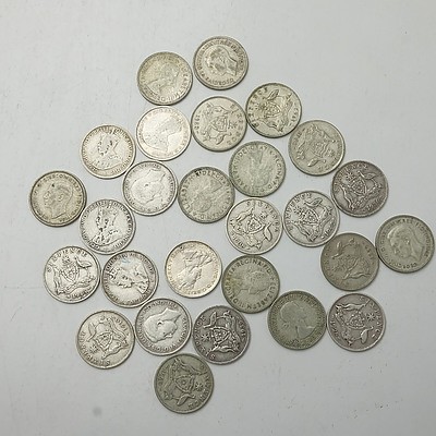 Twenty Seven Australian Six Pence 1910-1962