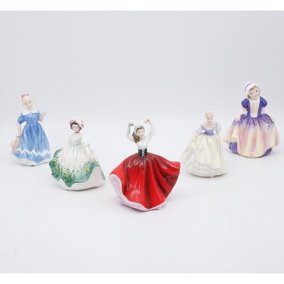 Five Royal Doulton Porcelain Figures Including Karen, Sunday Best, Dinky Do and More
