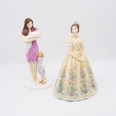 Royal Doulton Young Queens Queen Victoria Figure and Royal Doulton Princess Charlotte Figure