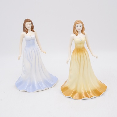 Royal Doulton The Gemstones Collection April - Diamond and October - Opal Figures