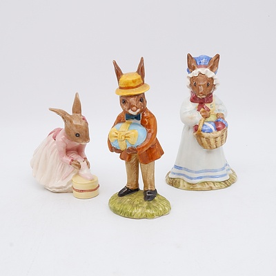 Three Royal Doulton Bunnykins Figures Including Mr Bunnykins At the Easter Parade, Mrs Bunnykins At the Easter Parade and Ballerina