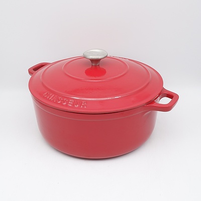 French Chasseur Red Enameled Cast Iron