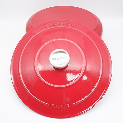 French Chasseur Red Enameled Cast Iron