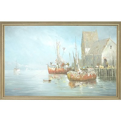 Artist Unknown, Fishing Trawlers, Oil on Board